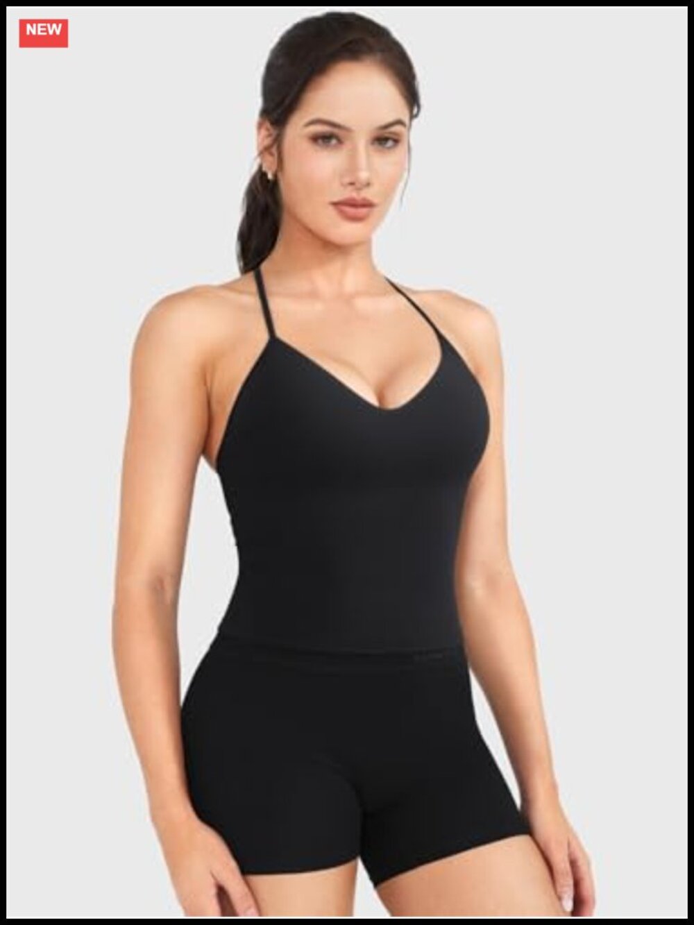 Women's Impact Halter Tank Top With Built-In Bra, Open Back, Adjustable Straps View 5